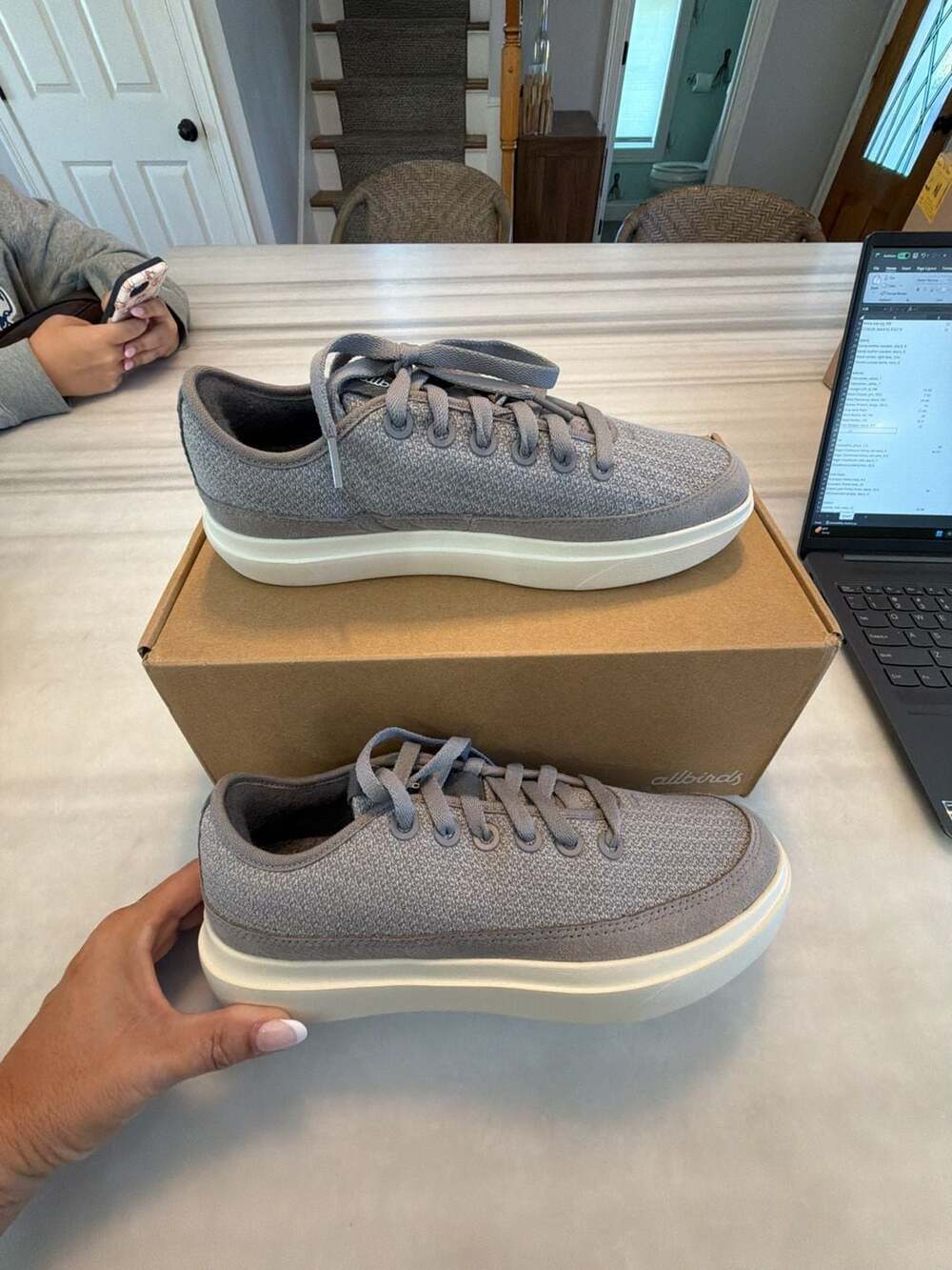 Allbirds Women's Wool Piper 2 Sneakers Medium Grey Natural White Size 10